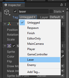 Tag Laser name to object